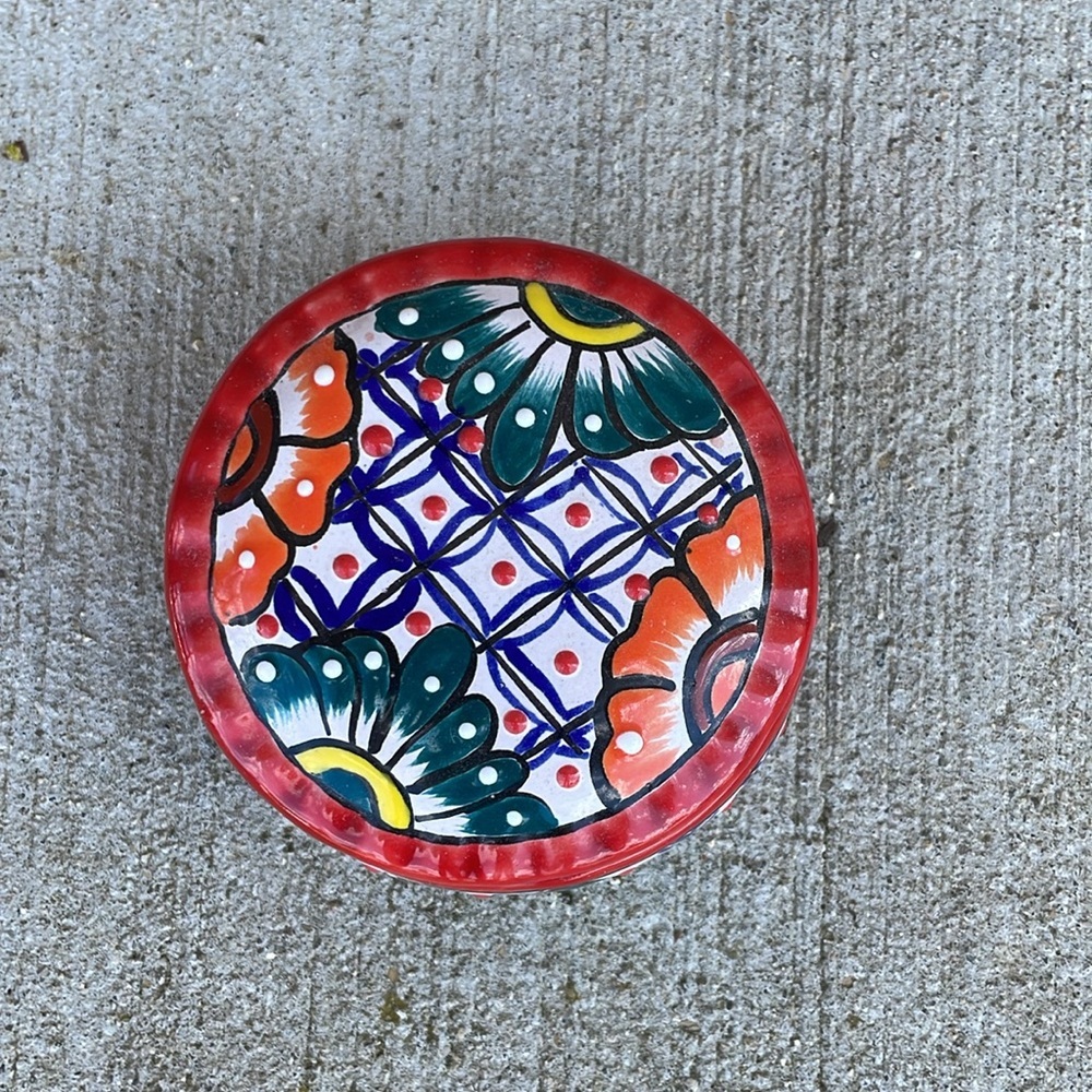 Mexican Pottery Colorful Bowl Trinket Dish Talavera Clay - Picture 2 of 4